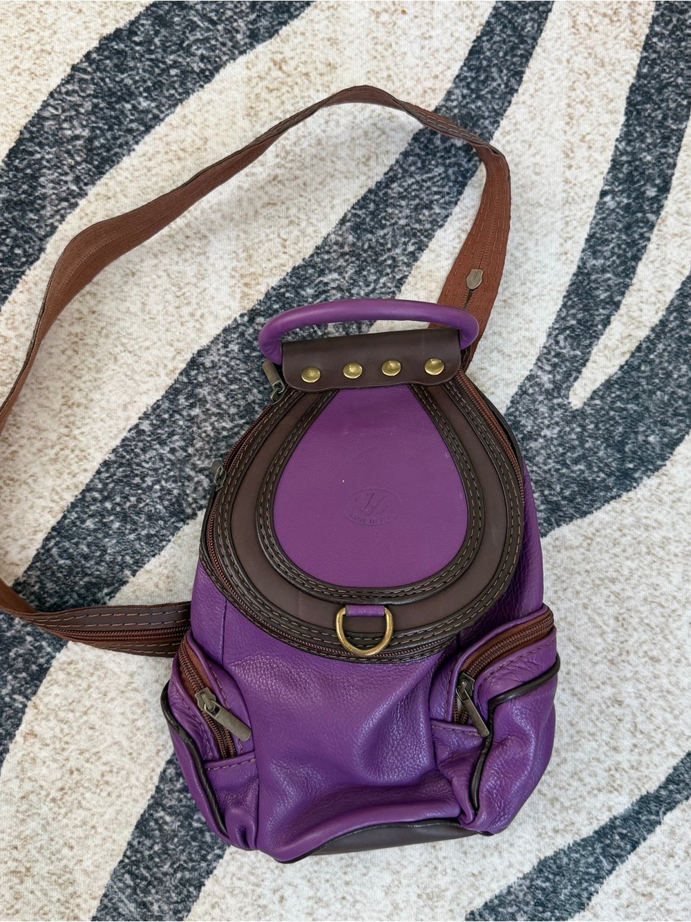 VA Italian Leather Purple Leather Mini Backpack VTG